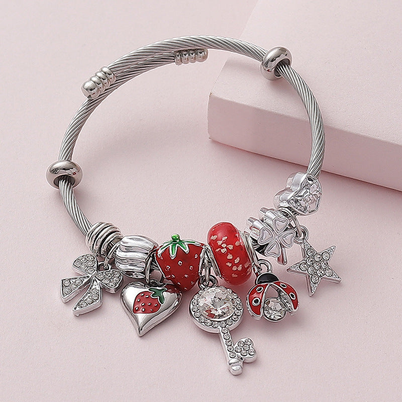 Wholesale strawberry beetle  glass beaded bracelet