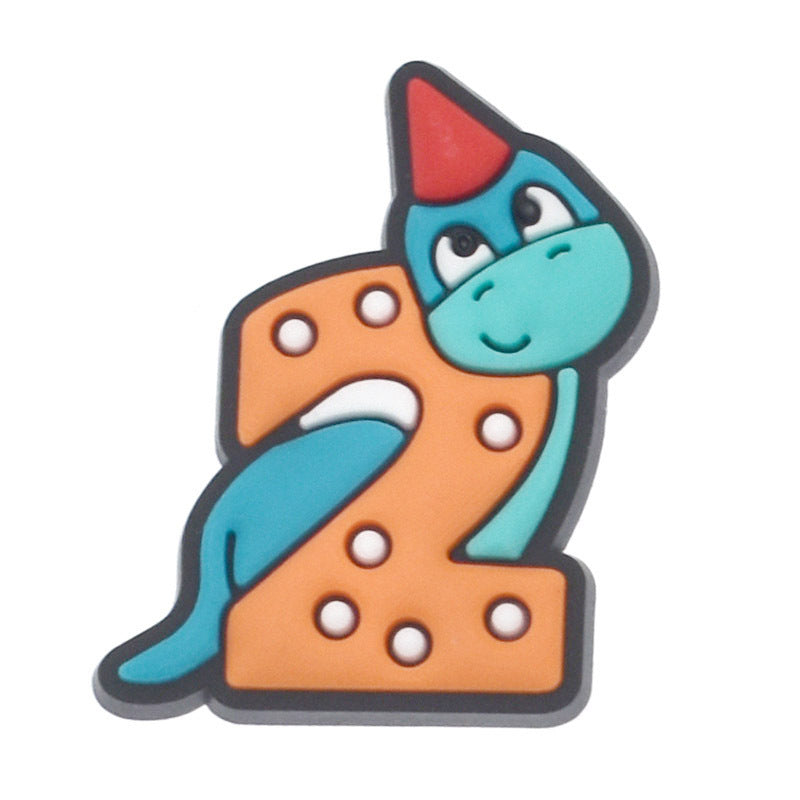 Wholesale Random 100pcs Digital Dinosaur PVC Soft Rubber Shoe Buckle Decoration ACC-SC-RYY059