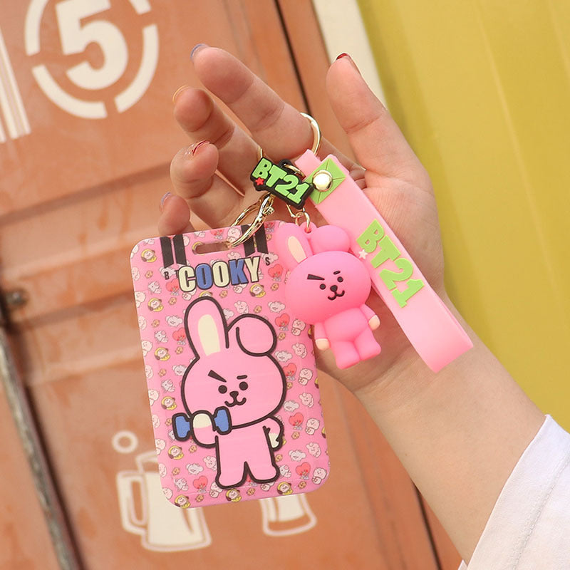Wholesale Cartoon Silicone Card Holder ID Holder Keychain Cute Keychain ACC-KC-HuoFan006