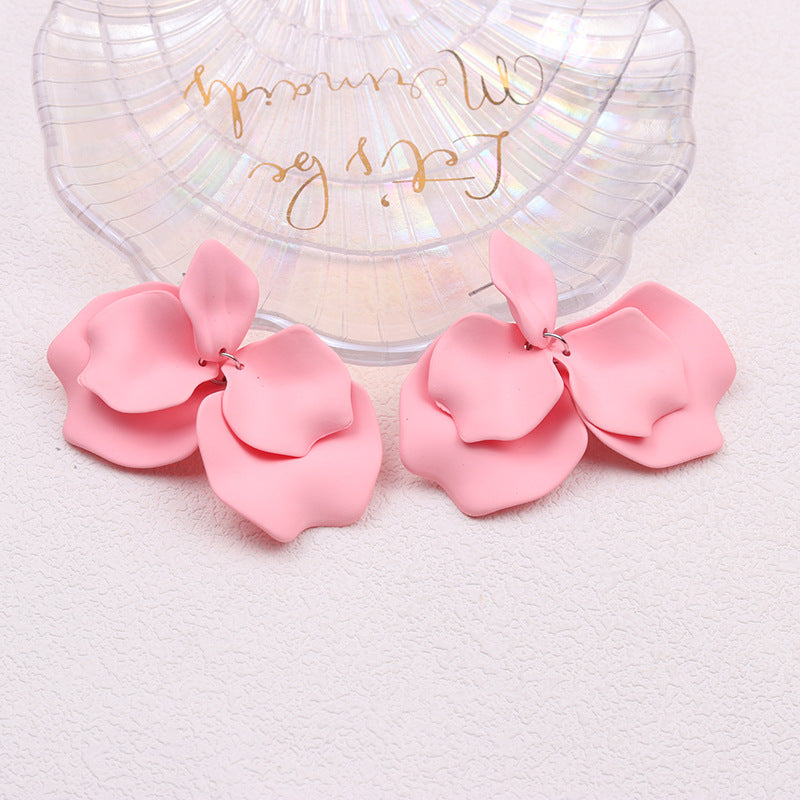 Wholesale Bohemian Style Petal Tassel Acrylic Earrings Pleated Candy Color Earrings