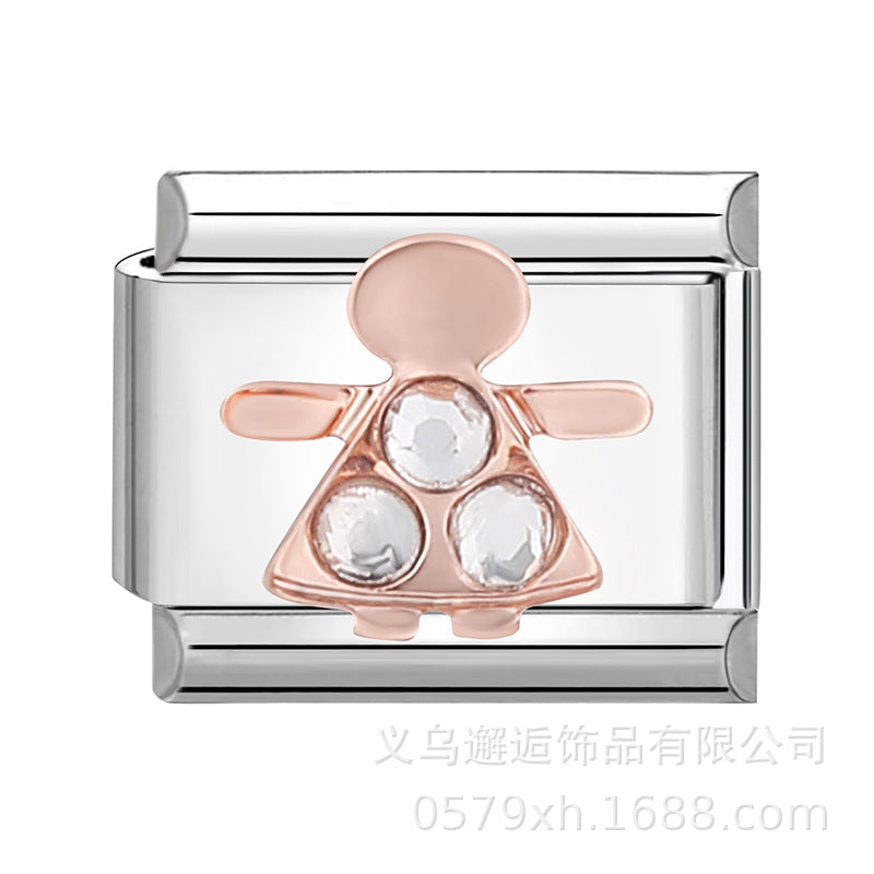 Wholesale Italian modular bracelet 9mm DIY splicing detachable English stainless steel combinable bracelet