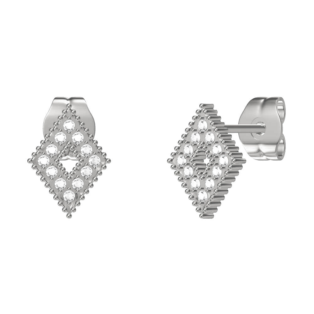Wholesale Titanium steel geometric earrings inlaid with zircon