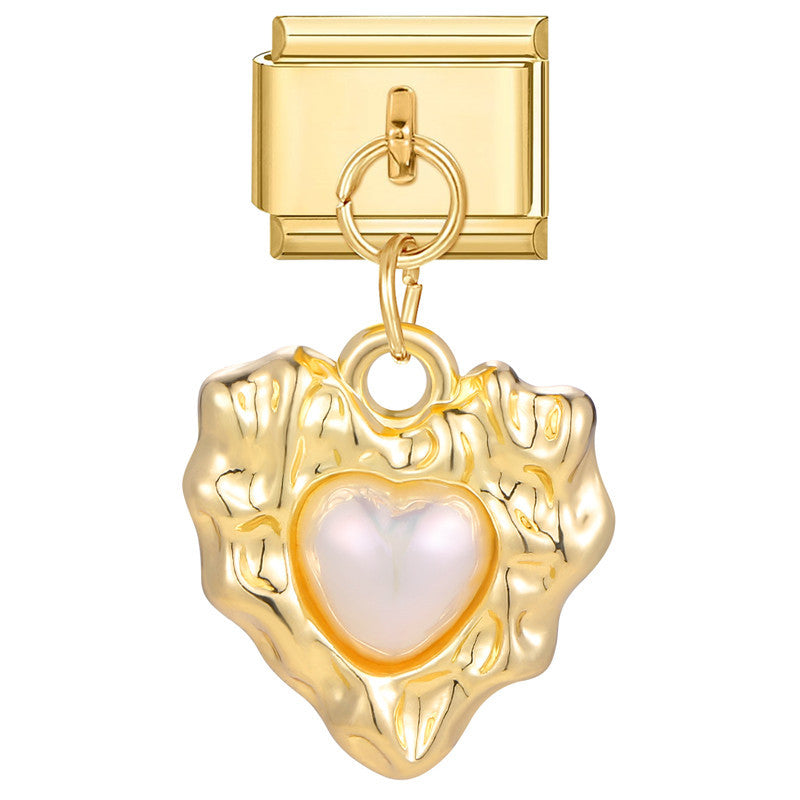 Wholesale Italian Charm Bracelet 9mm DIY Splicing Heart Pendant Titanium Steel Composable Bracelet