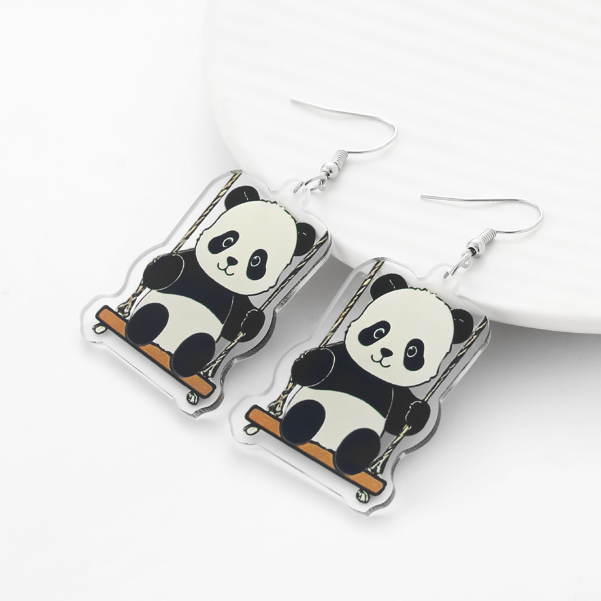 Wholesale  luxury  transparent three-dimensional red panda acrylic earrings