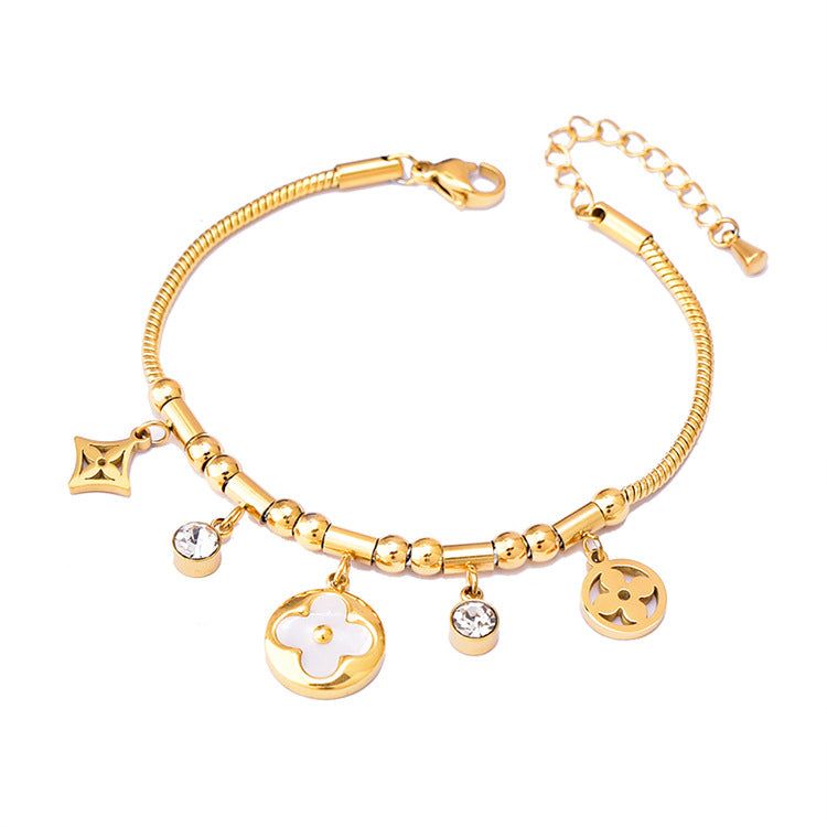 Wholesale Titanium Steel Multi-element geometric snake bone bracelet