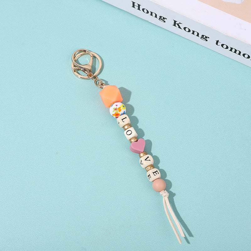 Wholesale Colorful Silicone Beaded Lanyard Keychain ACC-KC-QiuXue009