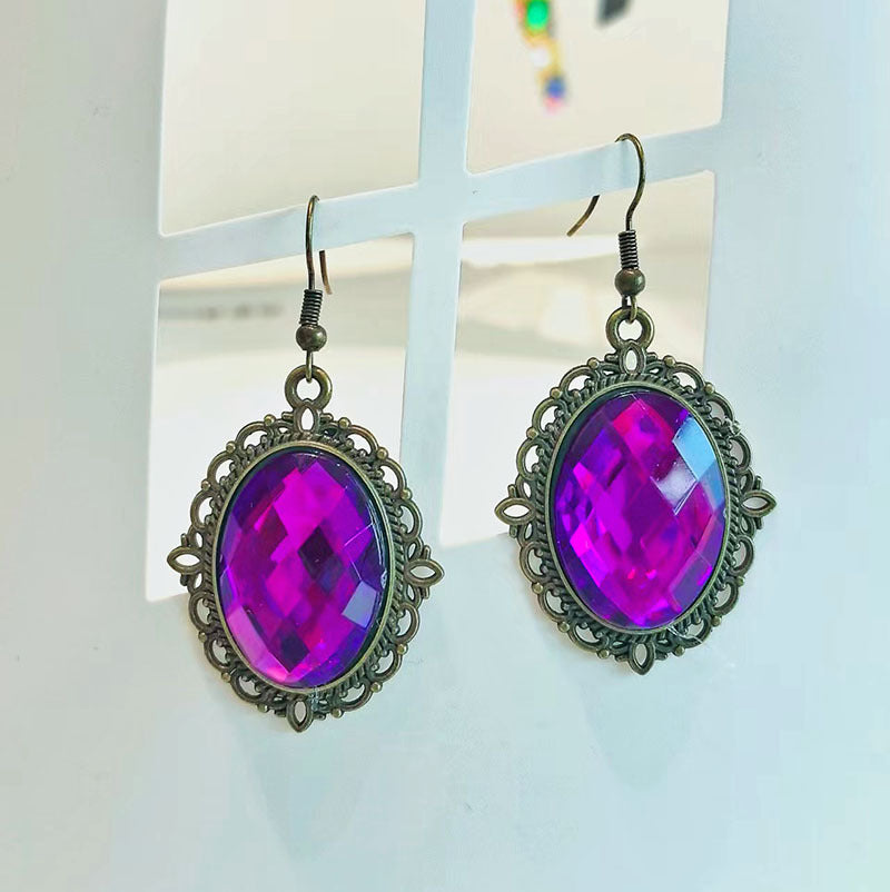 Wholesale Vintage Oval Acrylic Gem Earrings Geometric Fashion Jewelry Accessory for Women