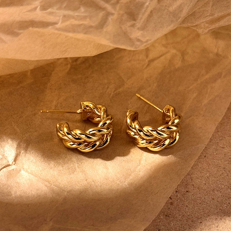 Wholesale  Knitted Twist Interlaced C Ring Earrings