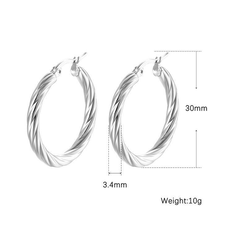 Boucles d'oreilles en acier inoxydable plaquées en argent rétro en gros