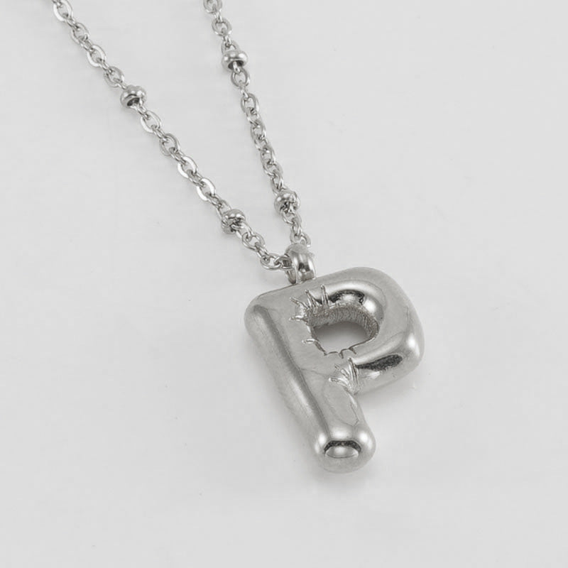 Wholesale  bubble letter necklace 18K stainless steel English letter pendant jewelry