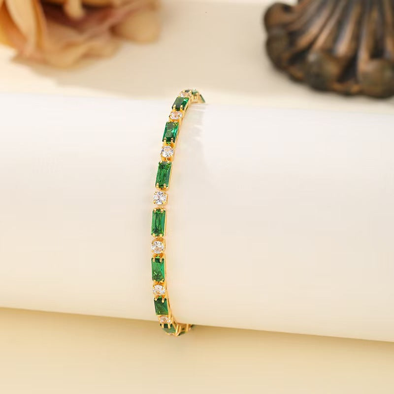 Wholesale Women S Chic Pink Zircon Geometric Bracelet Copper Fashion Jewelry Accessory For Everyday Wear And Gifting