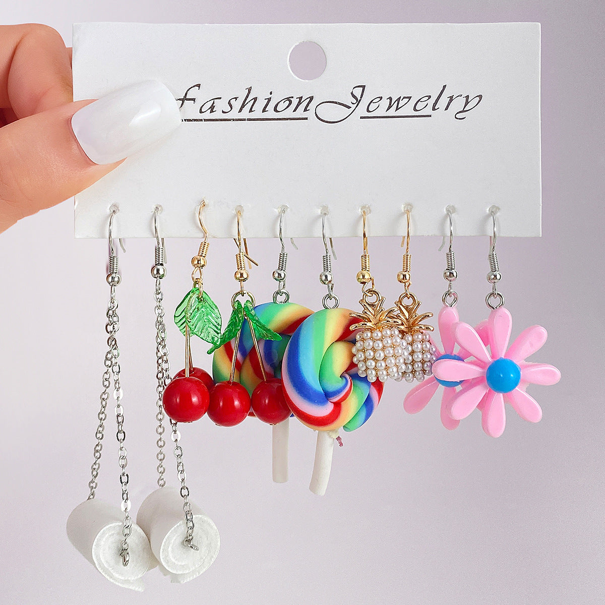 Wholesale 5pcs/set color acrylic earrings  white cloud flower earrings