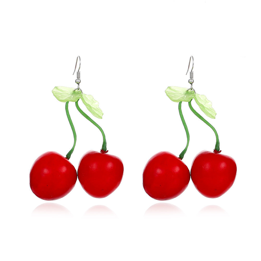 Wholesale  long cherries earrings creative  cute cherry earrings