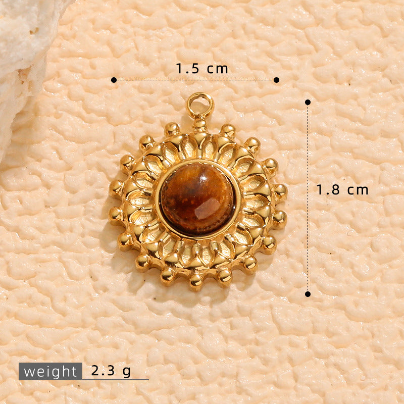 Wholesale stainless steel tiger' s eye stone jewelry pendant