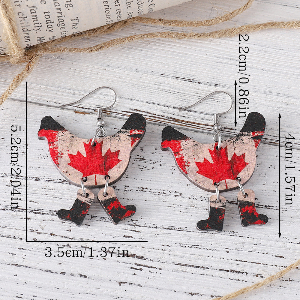Wholesale Hen Boots Stitching Pendant Earrings