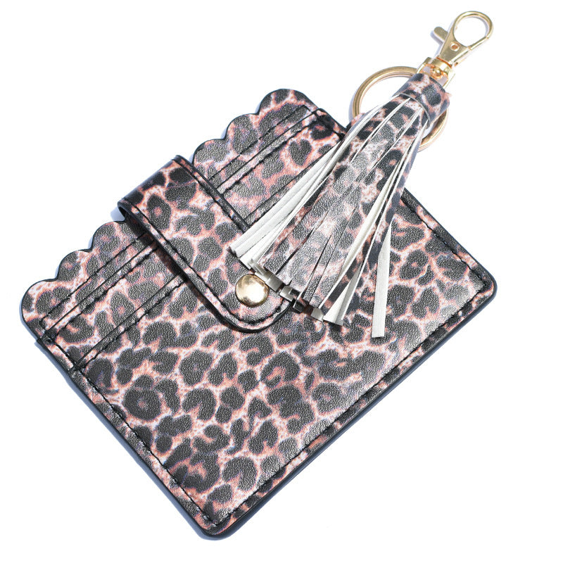 Wholesale Leopard Plaid Solid Color Sunflower Card Holder Keychain ACCVIP-KC-QiuXue004