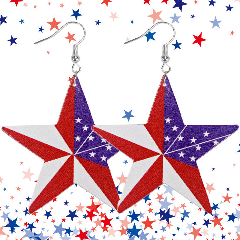 Wholesale  Independence Day Flag Color Matching Ladies Leather Earrings