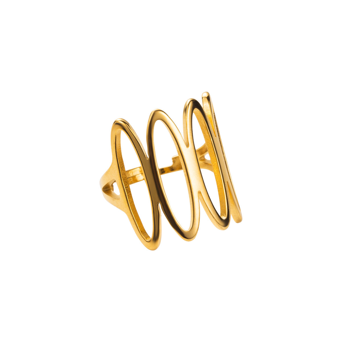 Wholesale gold plated stainless steel irregular texture ring