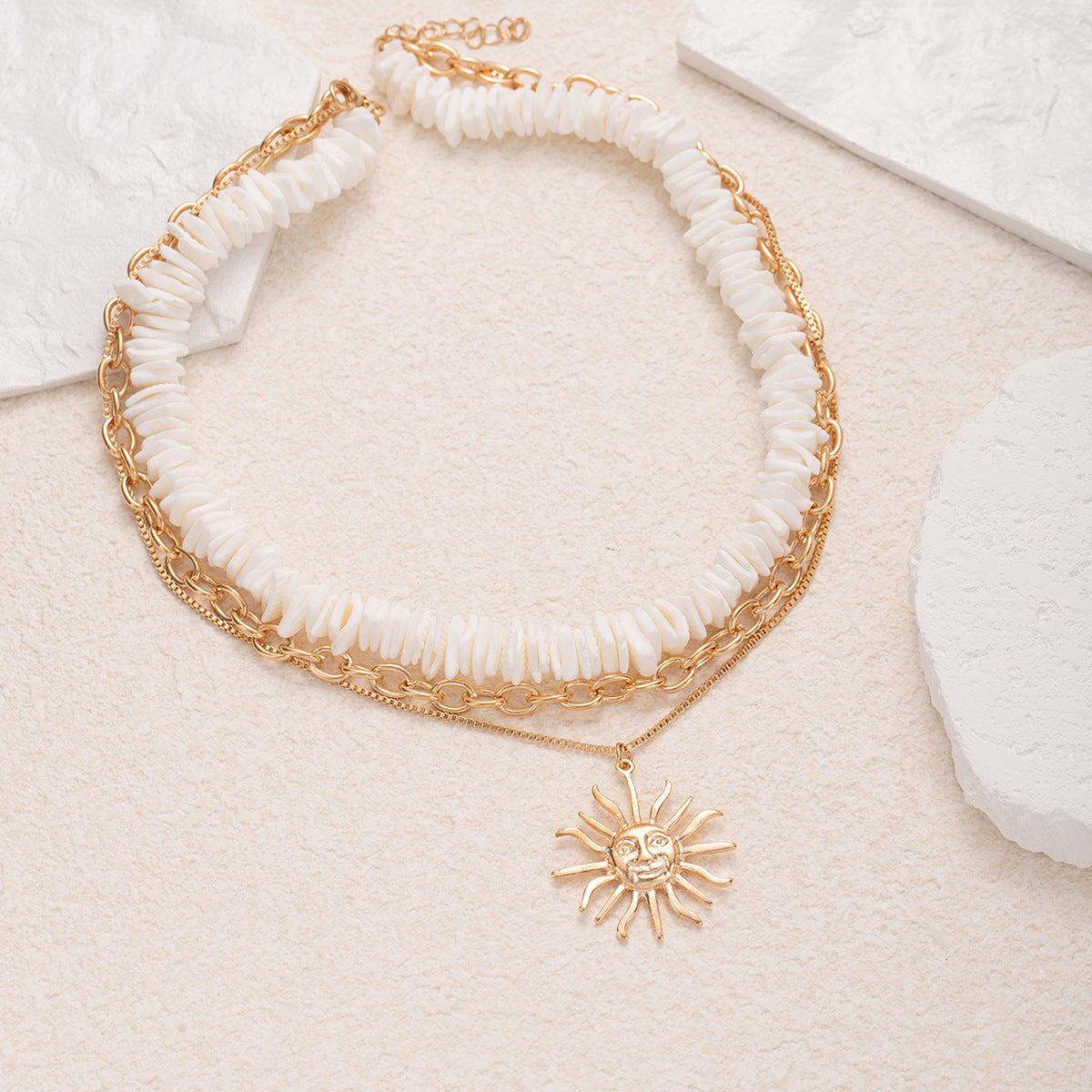 Wholesale Natural Shell Necklace Light Luxury  Pendant Multi-layer Overlapping  Clavicle Chain