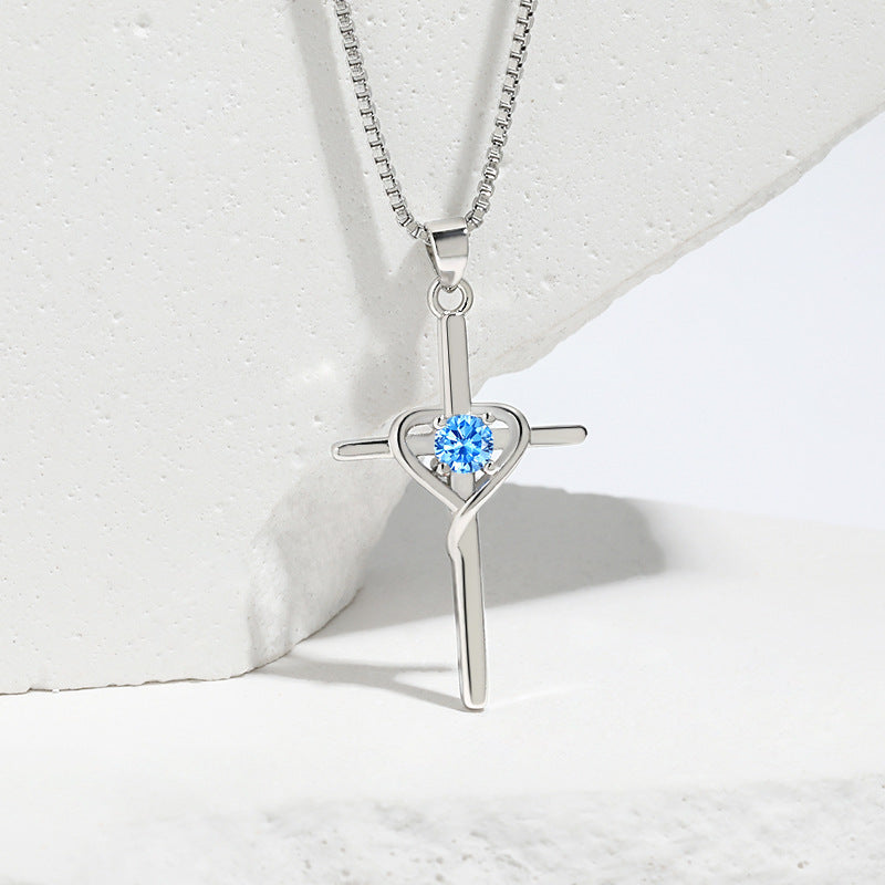 Wholesale  twelve constellation stone clavicle chain  cross necklace