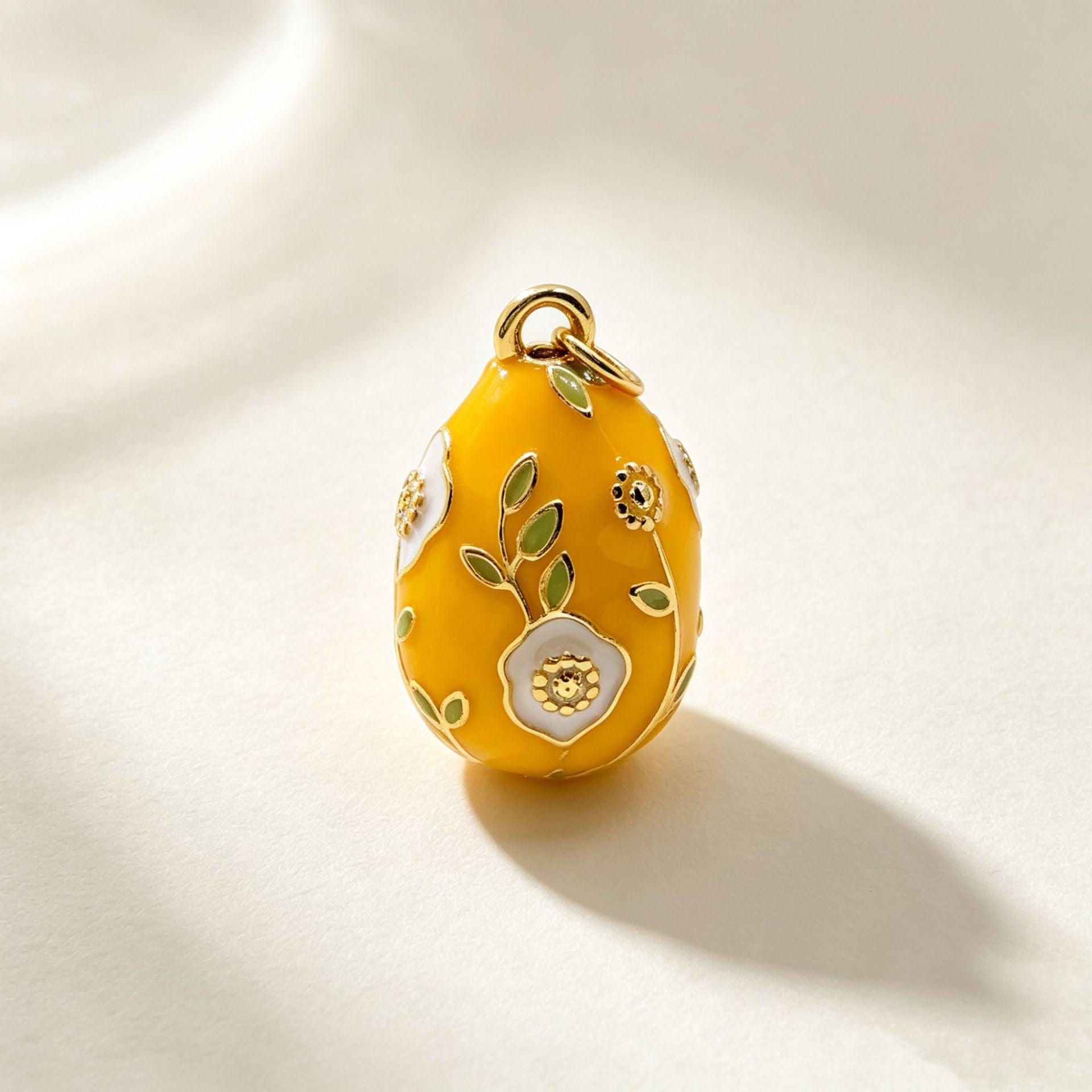 Wholesale Sweet Cool Wind Easter Egg Pendant Necklace,  Gold-Plated Copper Enamel Flower Jewelry,  Fashion Accessory Gift