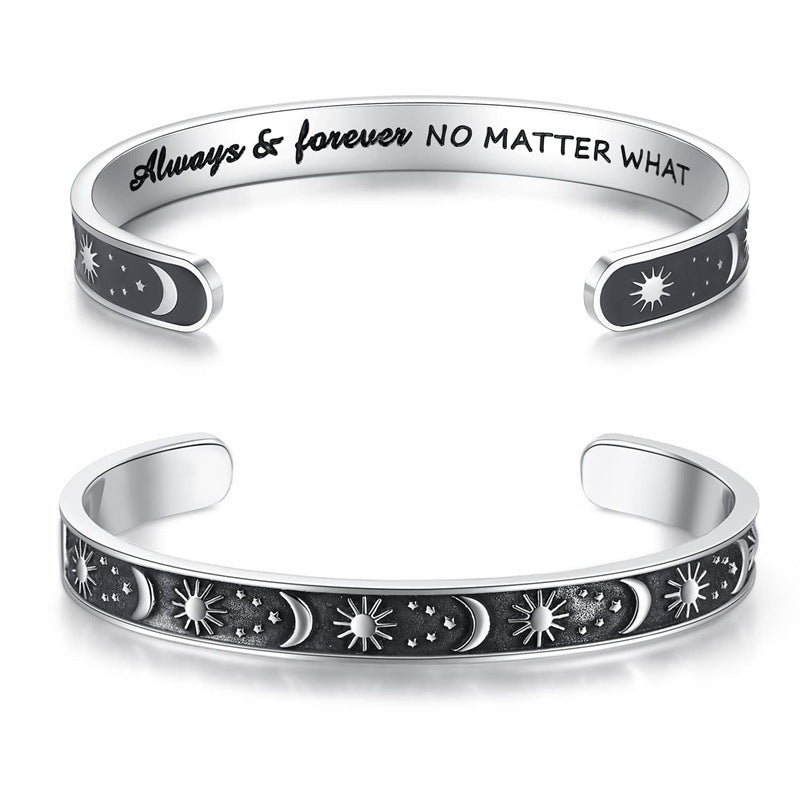 Wholesale stainless steel laser lettering open bracelet