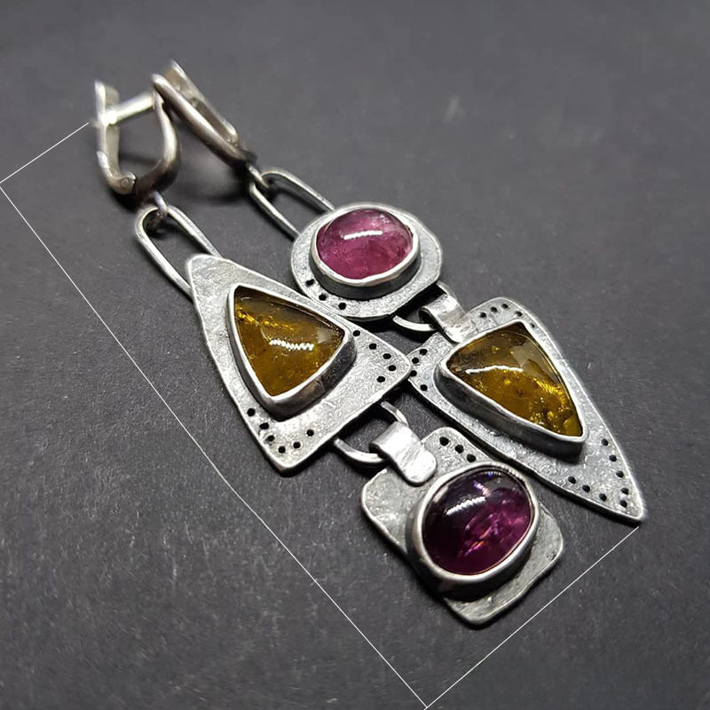 Wholesale Vintage Geometric Triangle Metal Pendant Earrings