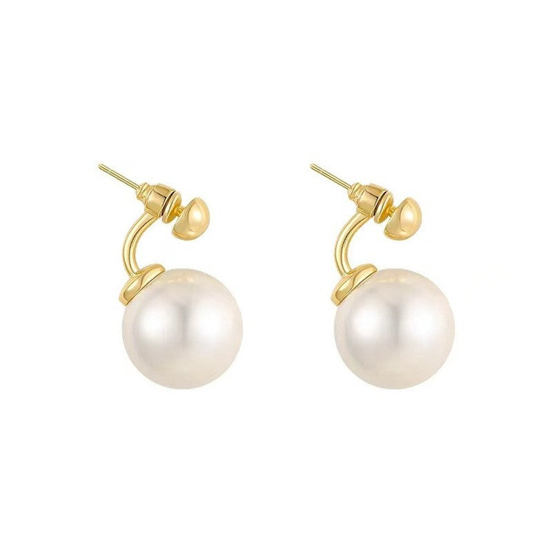 Wholesale silver needle front and back hanging pink and white shell pearl earrings
