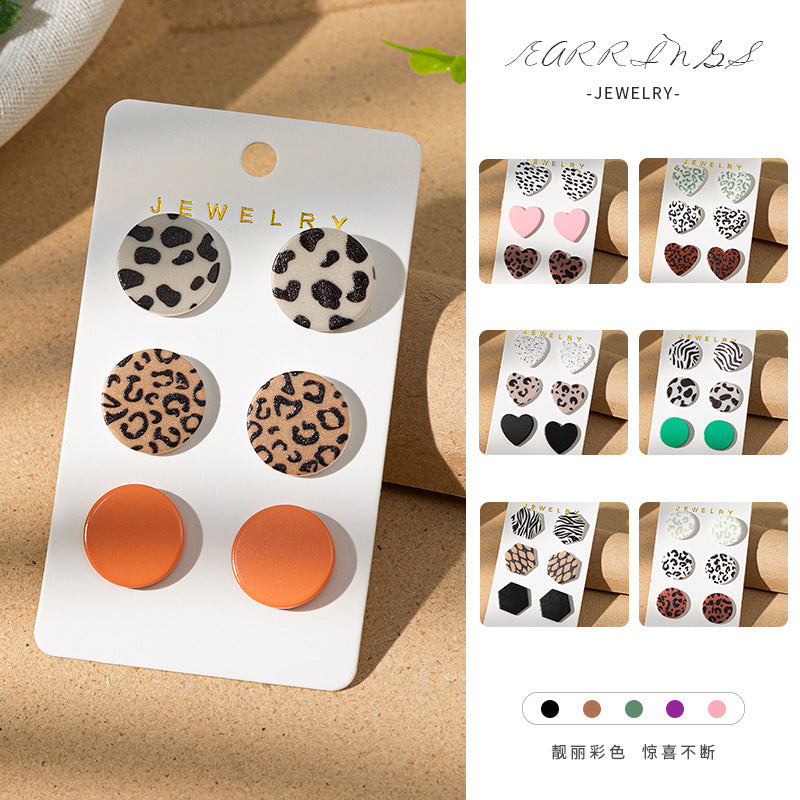 Wholesale Leopard Print Acrylic Heart Earrings