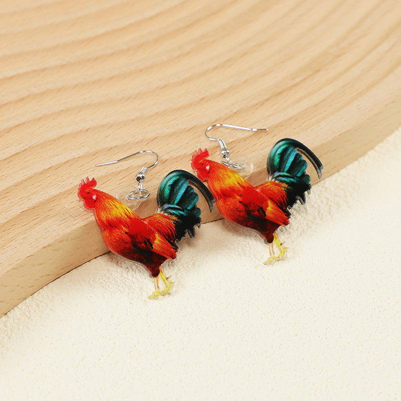 Wholesale Western Farm Chicken Acrylic Earrings