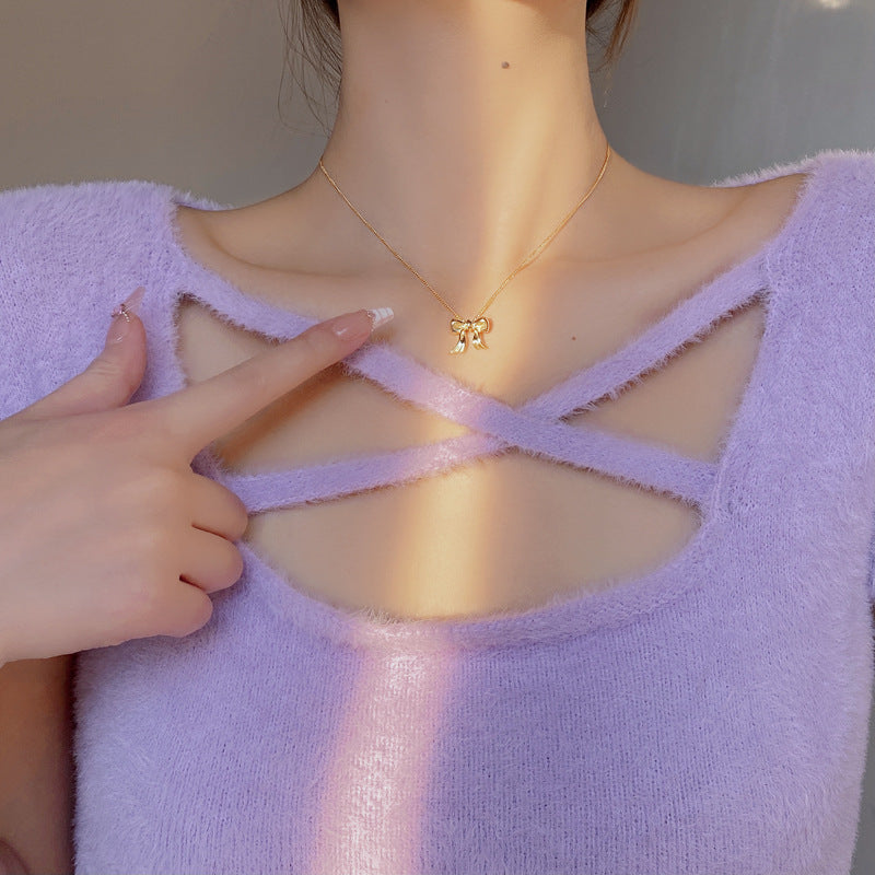 Wholesale Bow Necklace Clavicle Chain Bow Necklaces Choker Necklace ACC-NE-Jipei002