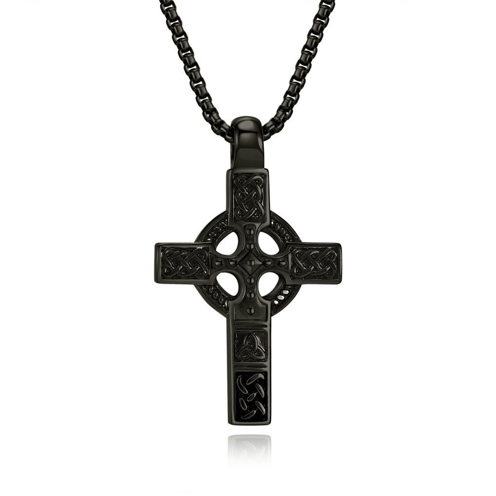 Wholesale Retro Celtic Cross Necklace Titanium Steel Pendant Men' s Fashion Accessory Gift