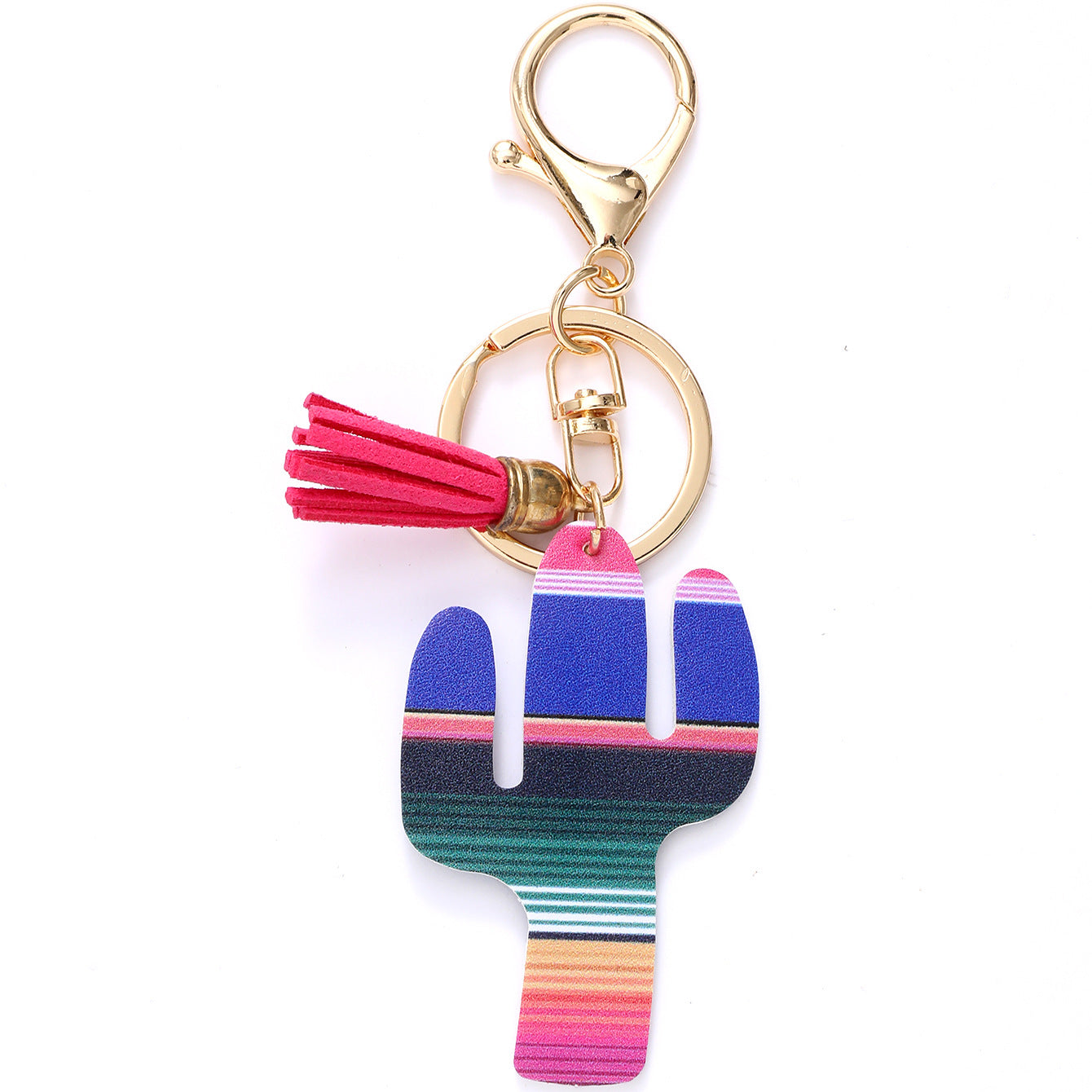 Wholesale Western Style Aztec Cactus Rainbow Leather Tassel Keychain ACC-KC-YTian008