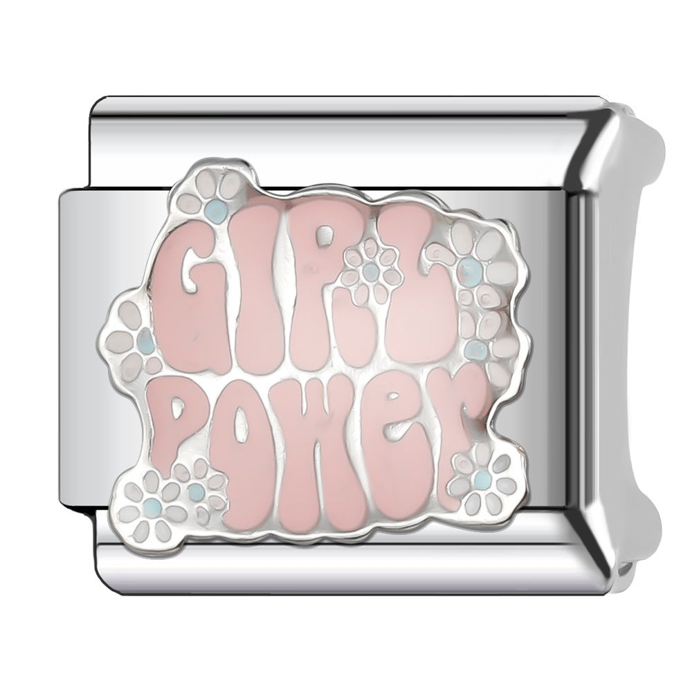 Wholesale Italian Charm Bracelet 9mm DIY Splicing English Retro Series Stainless Steel Composable Bracelet