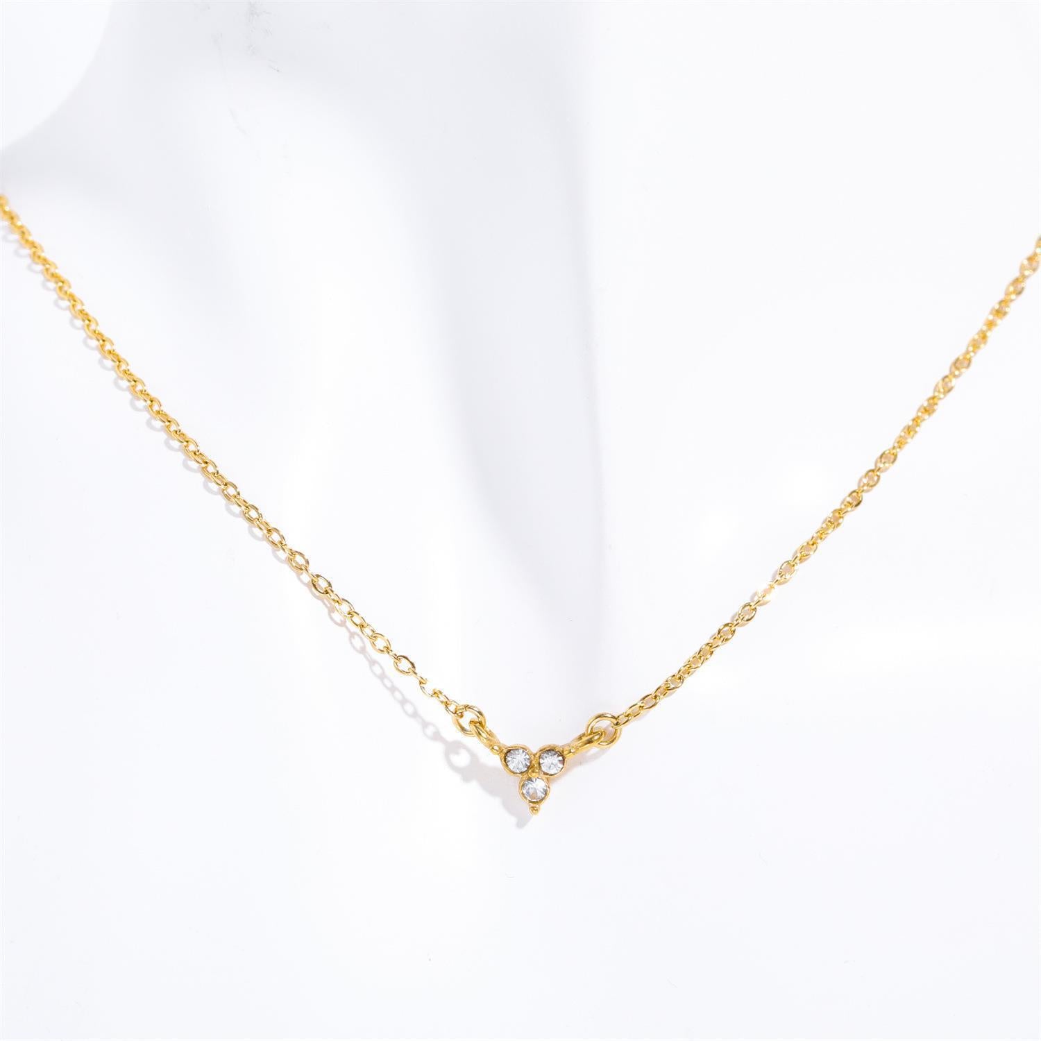 Wholesale Plated Zircon Small Stainless Steel Gold Simple Jewelry Necklaces