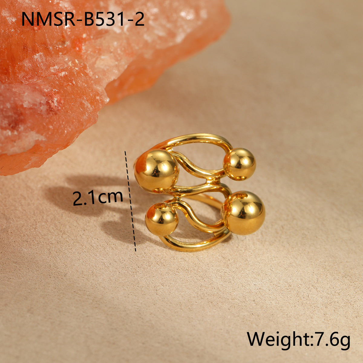 Wholesale  Metal Geometric Ball Stainless Steel  Ring