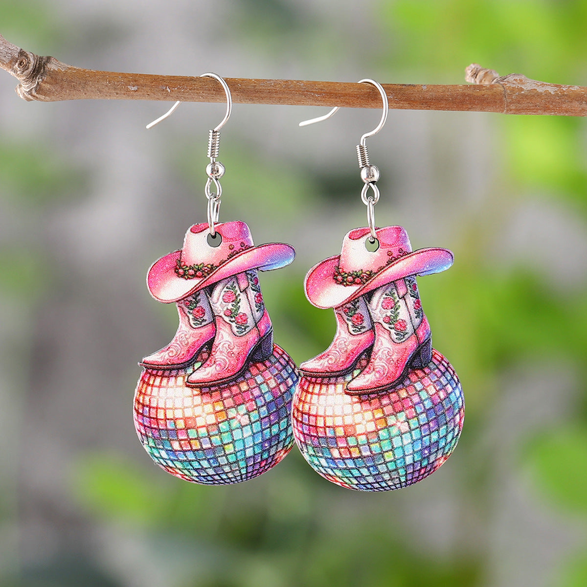 Wholesale  Music Festival Western-style Denim Hat Boots Pendant Earrings