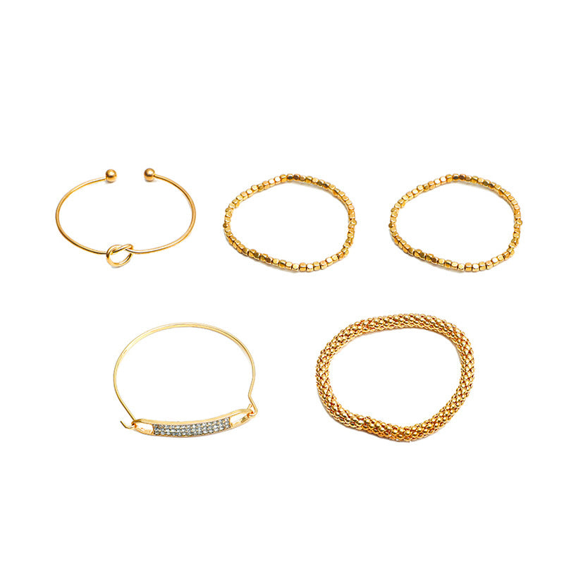 Wholesale Retro Geometric 5 Piece Bracelet Set Gold Tone Alloy Women S Everyday Fashion Jewelry Accessory