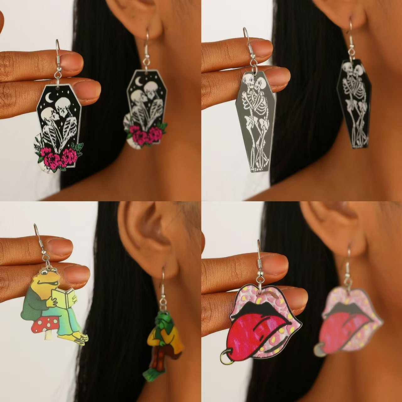 Wholesale Acrylic Cartoon Earrings  Cherry Skull Frog Fashion Accessory