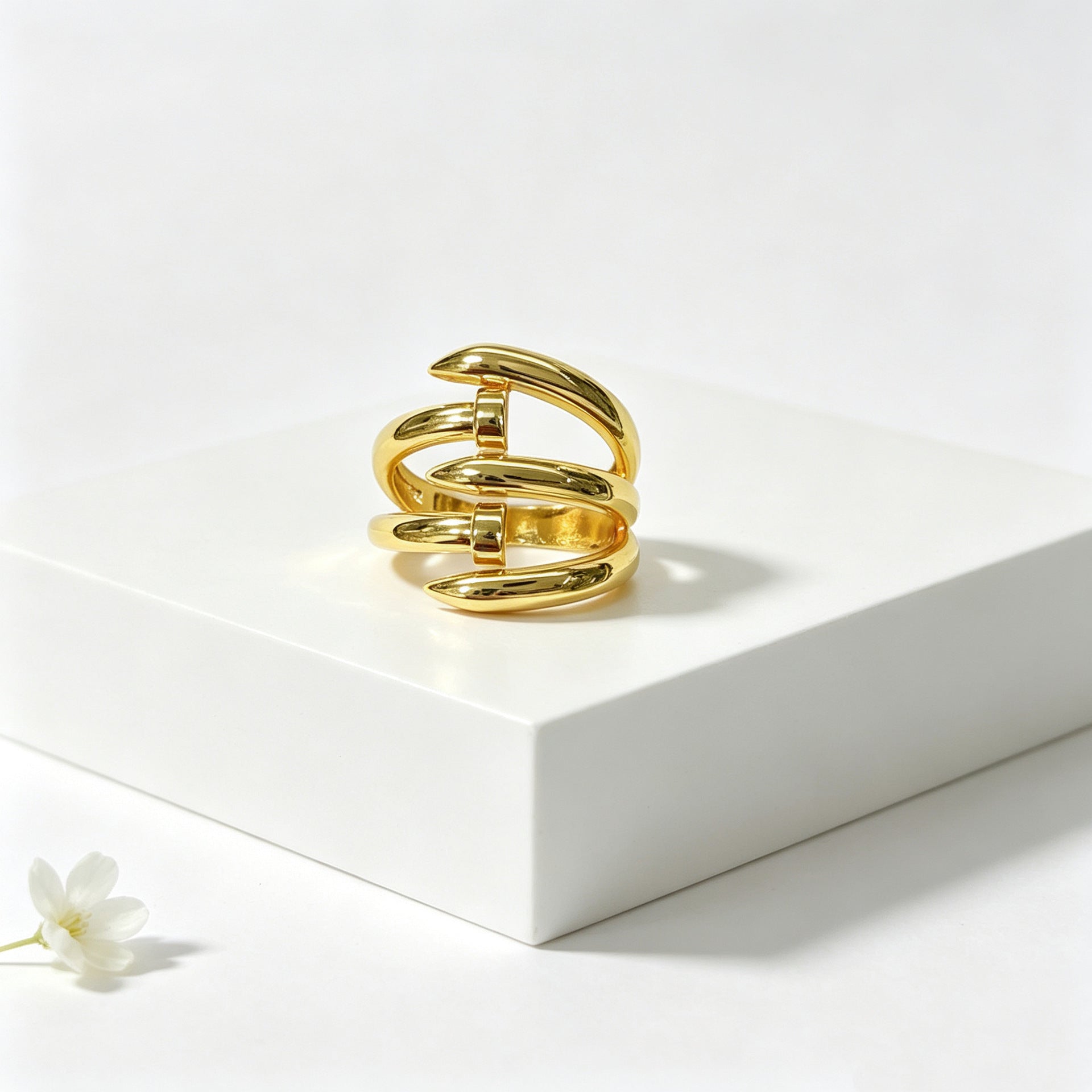 Wholesale Light Luxury Multi Layer Twisted Gold  Ring For Unisex Brass Plated Jewelry Accessory