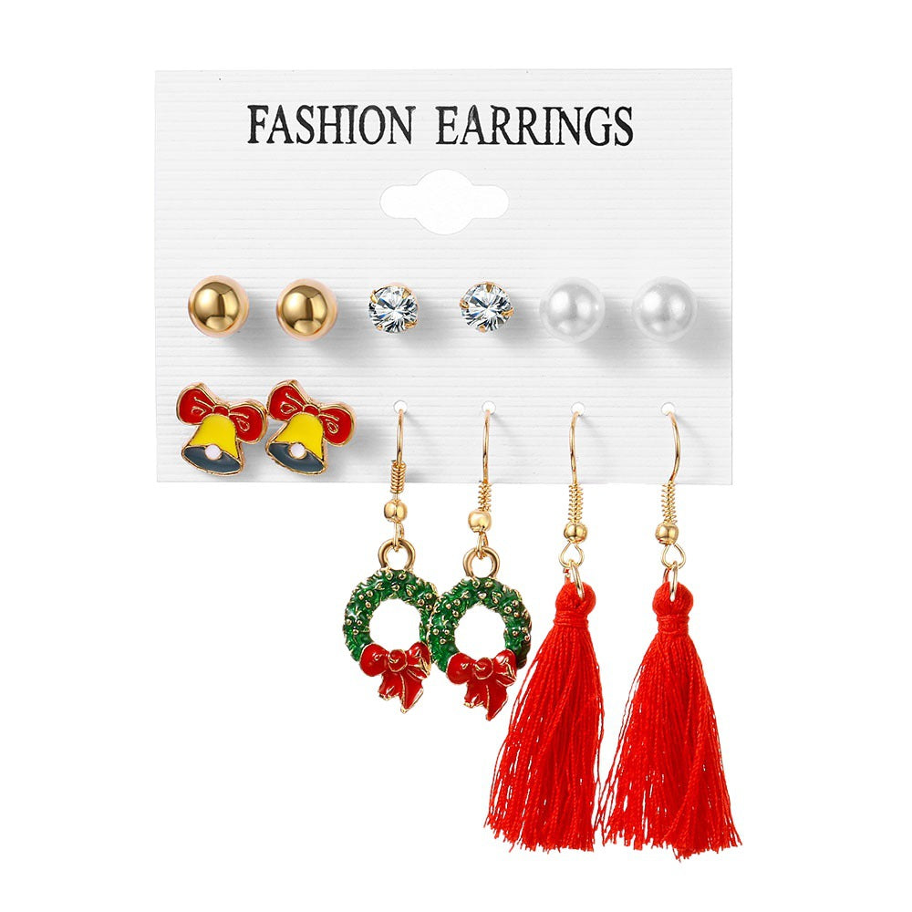 Wholesale Christmas Bell Elk Earrings Six-piece Set ACC-ES-Anduo003