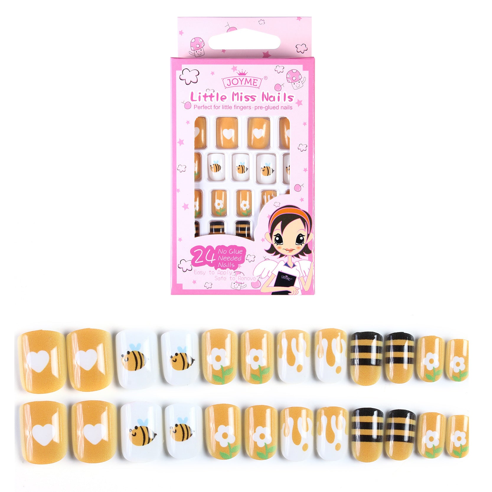 Wholesale Children's Press on Nails Kits 24 Solid Color Back Glue Nail Art Pieces ACC-NS-XKQ004