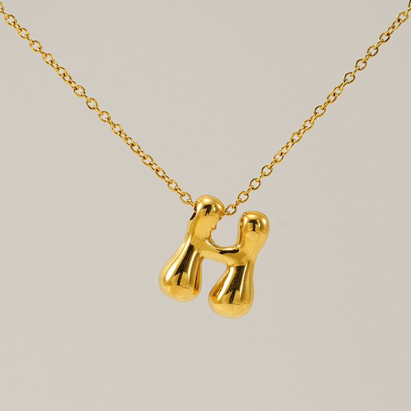 Wholesale  titanium steel smooth bubble letter necklace