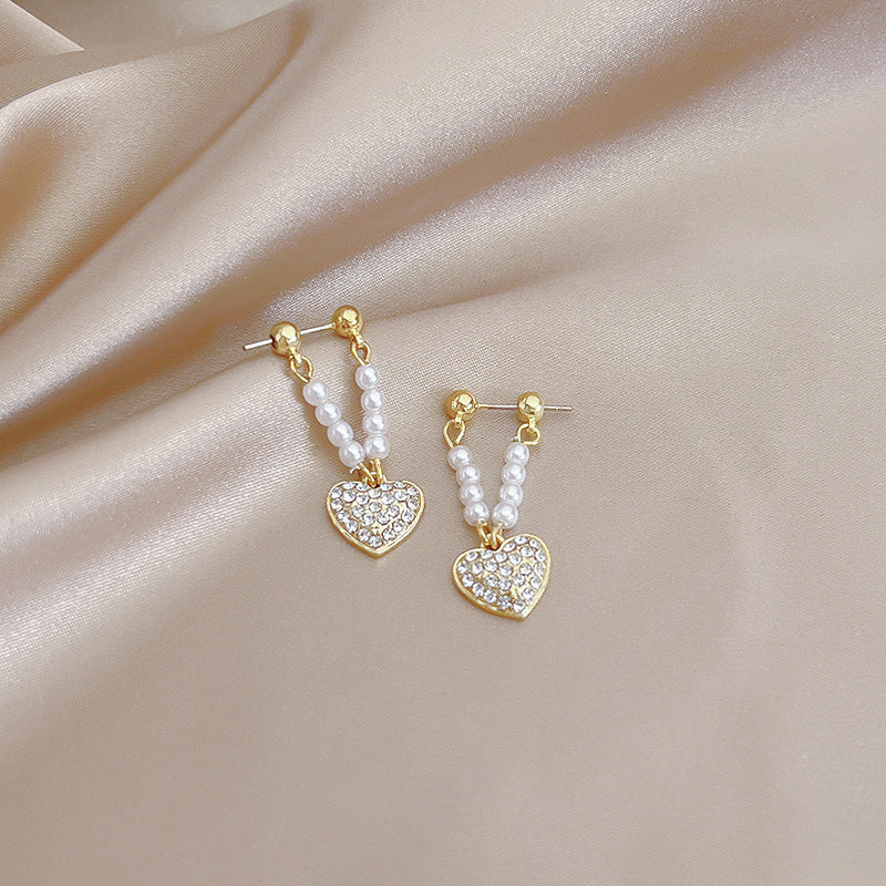 Wholesale Silver Needle Pearl  Rose Bow Front and Back Large Earrings