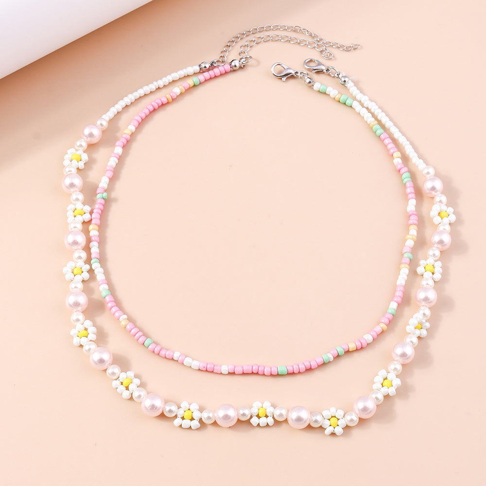 Wholesale Colorful Rice Bead Flower Beaded Necklace ACC-NE-YueSen026