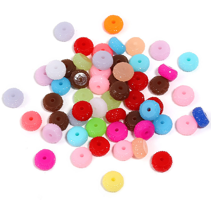 Wholesale 100pcs Colorful Acrylic Wheel Beads Granulated Sugar Flat Beads Spacers Diy Accessories ACC-BDS-BLG066