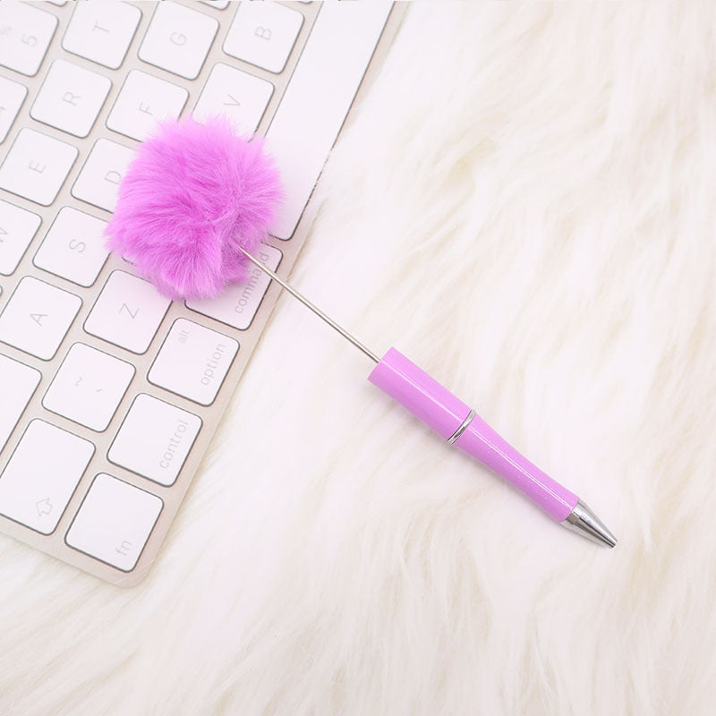 Wholesale Pom Pom Beadable Pen Leopard Print Hair Ball DIY Beaded Ballpoint Pen ACC-PN-CY003