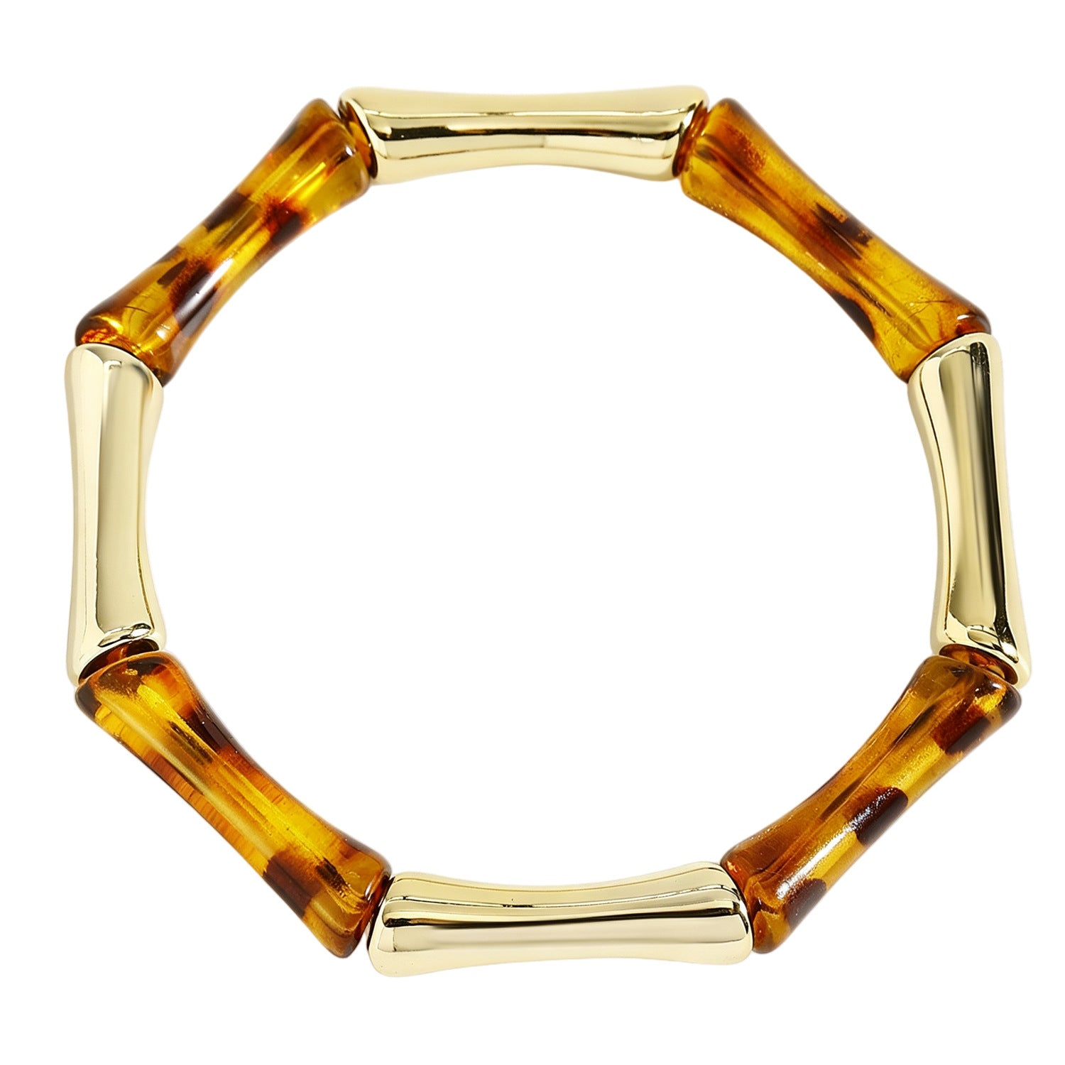 Wholesale Amber Resin Beaded Bracelet Bangle Set For Women Geometric Design Stretch Band Chic Jewelry Accessory