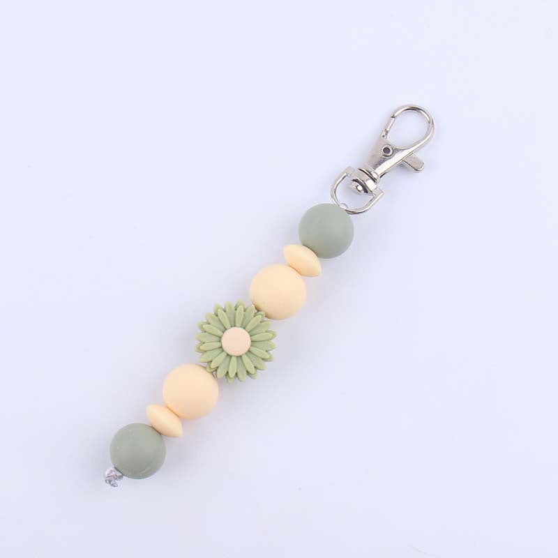 Wholesale Silicone Daisy Beaded Keychain