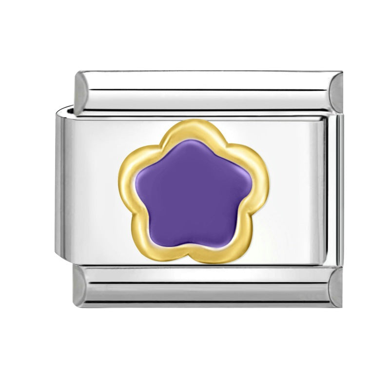 Wholesale Italian modular bracelet 9mm DIY splicing detachable flower series stainless steel combinable bracelet